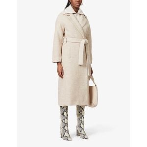 Reformation Gooding Tie Waist Wrap Coat Small Camel Beige